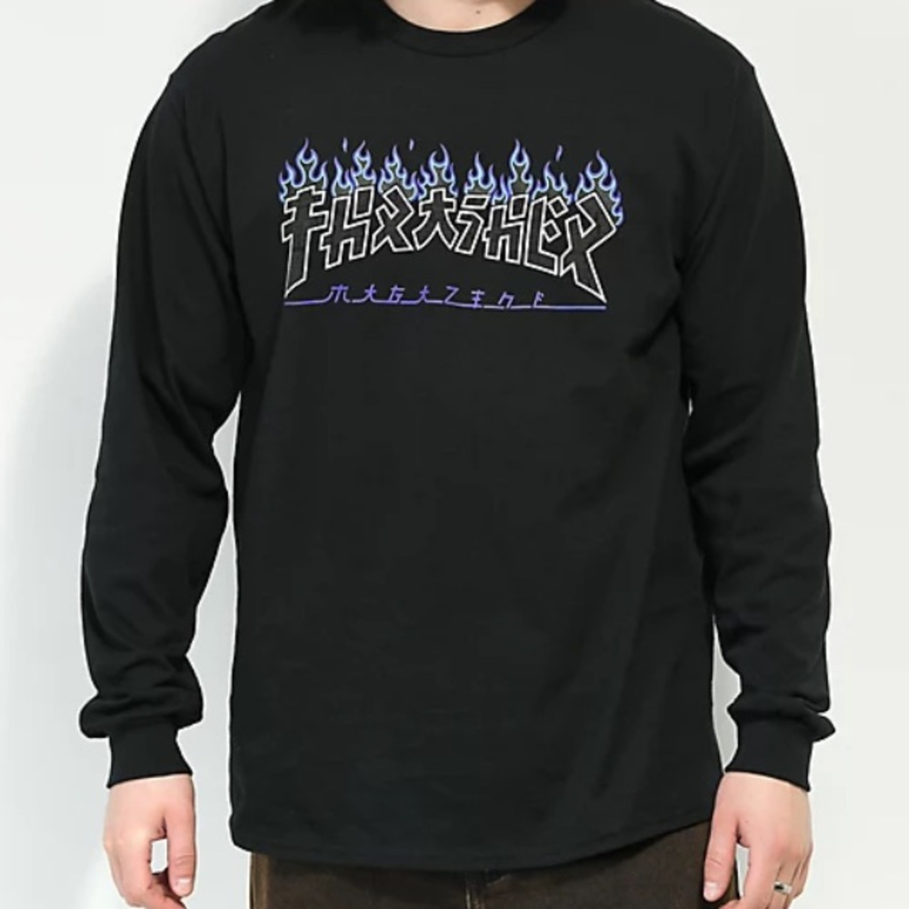 Thrasher Godzilla Charred Black Long Sleeve T-Shirt Large